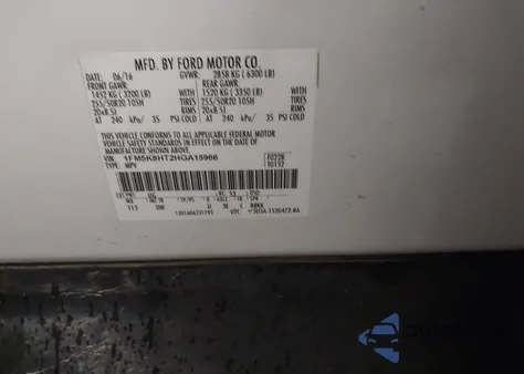 2017 Ford Explorer Platinum from USA, damaged, VIN 1FM5K8HT2HGA15966